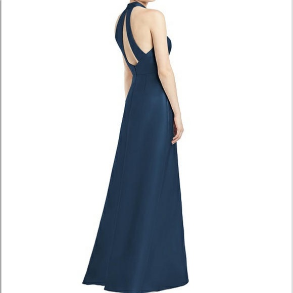 Alfred Sung D772 Satin Twill Sofia Blue bridesmaid dress, size 00 altered - Picture 2 of 3